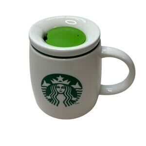 2011 Starbucks Ceramic Chubby Coffee Cup Travel Mug 16 oz w Silicone Lid